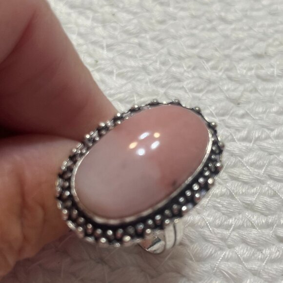 Beautiful PERUVIAN PINK OPAL Handmade Sterling 925 Ring Size 13 #611D - Picture 2 of 3